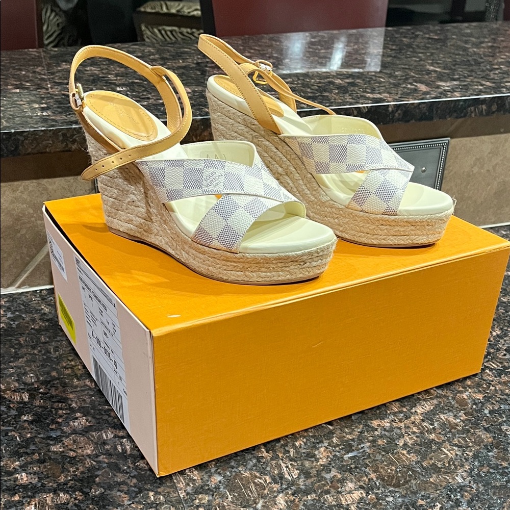 Louis Vuitton Damier Wedge Sandals